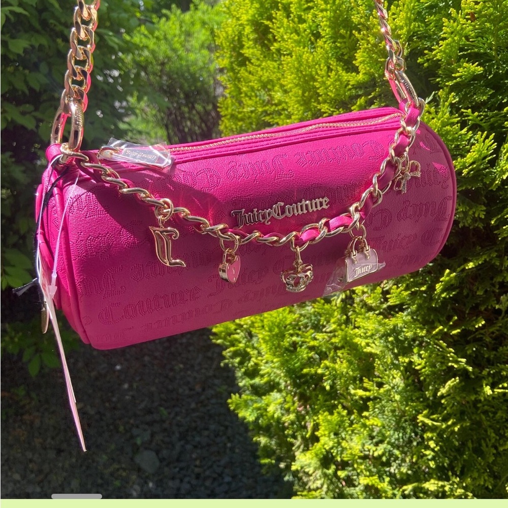 COPY Juicy Couture Pink and Gold Shoulder Bag with Chain Detailing